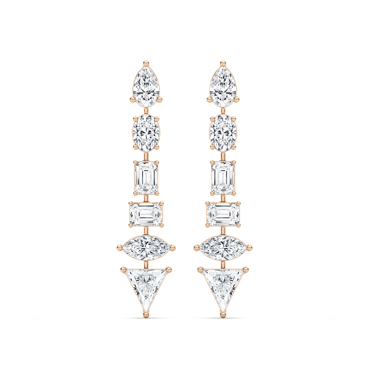 7 ctw Multi Shape Lab Grown Diamond Trillion Point Dangle Earrings