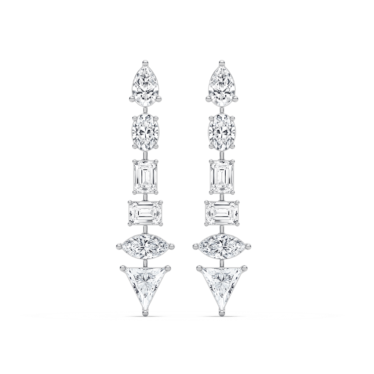 7 ctw Multi Shape Lab Grown Diamond Trillion Point Dangle Earrings