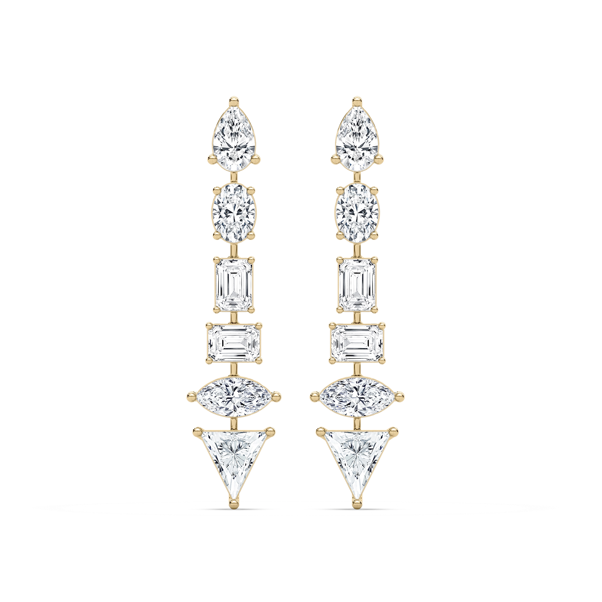 7 ctw Multi Shape Lab Grown Diamond Trillion Point Dangle Earrings