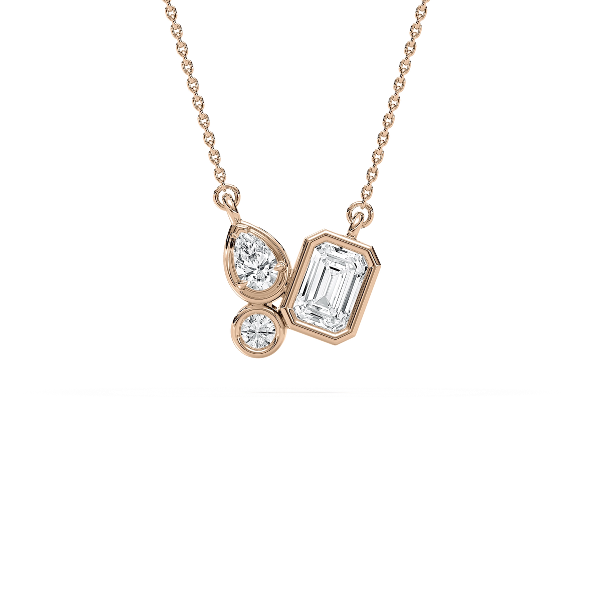 1 ctw Emerald, Pear and Round Lab Grown Diamond Trio Pendant - 18 Inches
