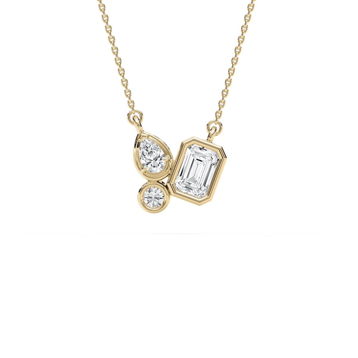 1 ctw Emerald, Pear and Round Lab Grown Diamond Trio Pendant - 18 Inches