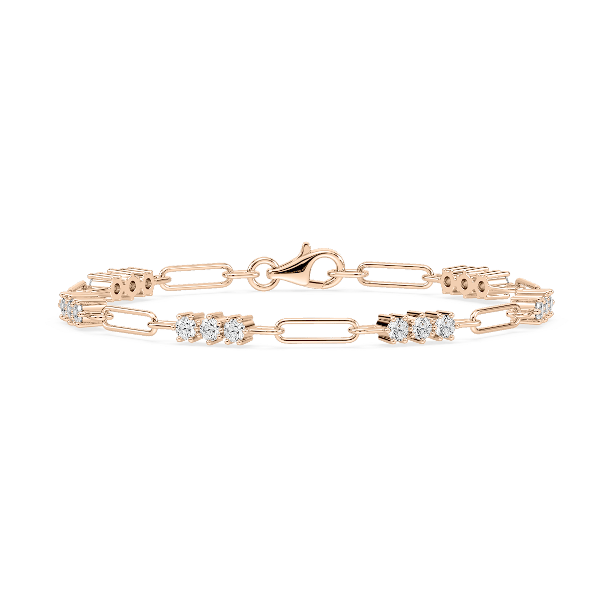 1 ¹⁄₄ ctw Round Lab Grown Diamond Trio Paper Clip Bracelet  - 7 Inches