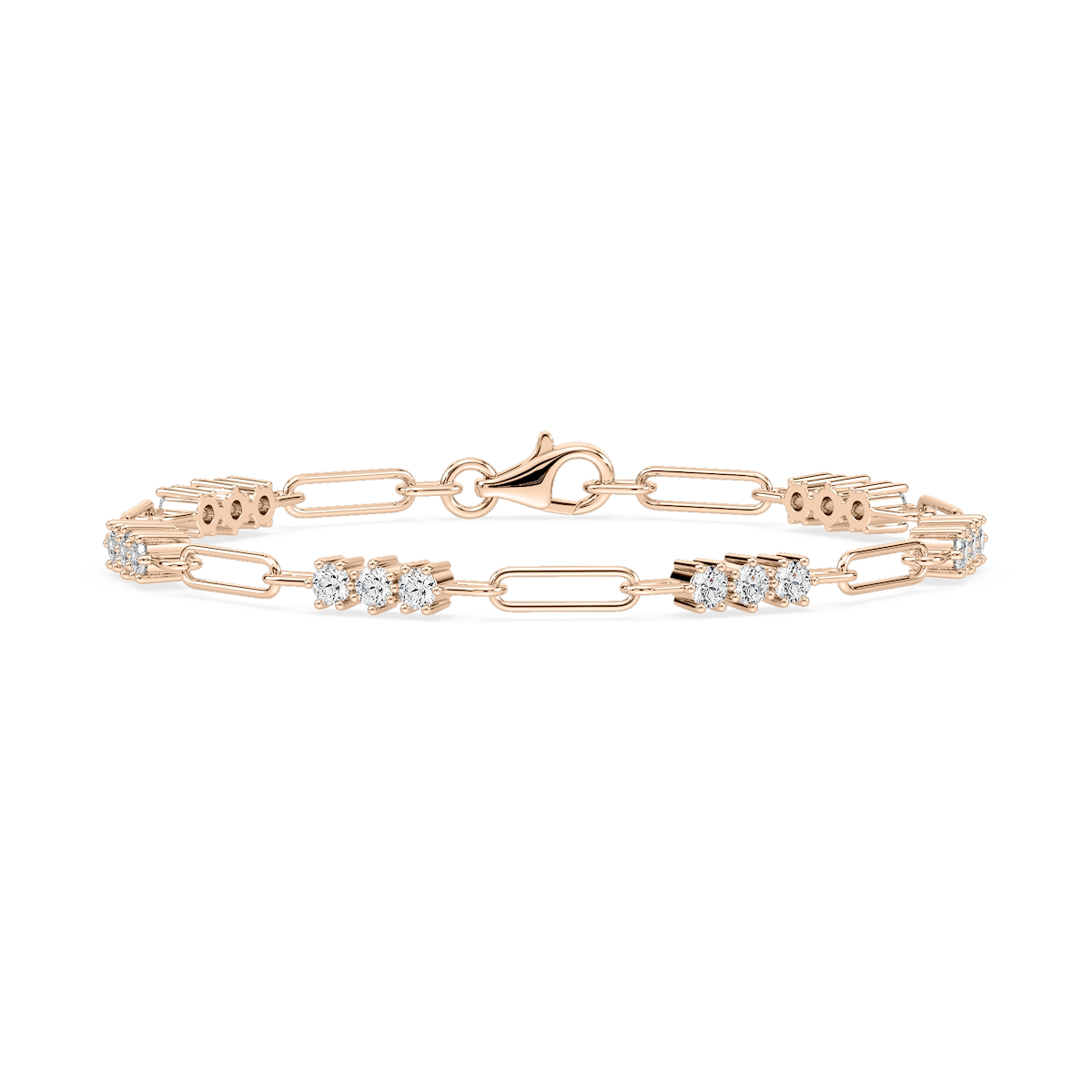 1 ¹⁄₄ ctw Round Lab Grown Diamond Trio Paper Clip Bracelet  - 7 Inches