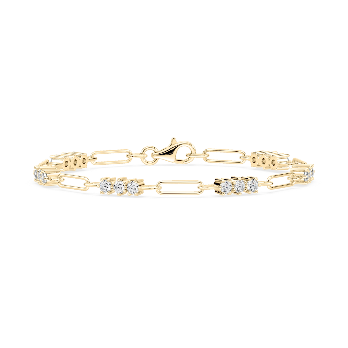 1 ¹⁄₄ ctw Round Lab Grown Diamond Trio Paper Clip Bracelet  - 7 Inches