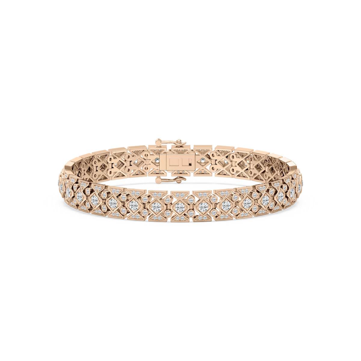 5 ctw Round Lab Grown Diamond Art Deco Bezel Bracelet  - 8 Inches