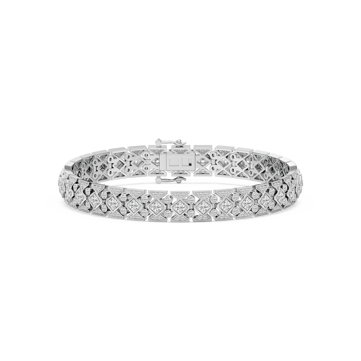 5 ctw Round Lab Grown Diamond Art Deco Bezel Bracelet  - 8 Inches