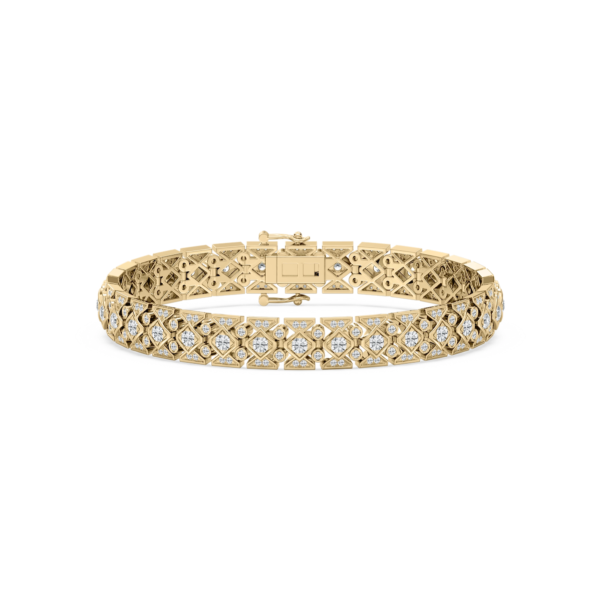 5 ctw Round Lab Grown Diamond Art Deco Bezel Bracelet  - 8 Inches
