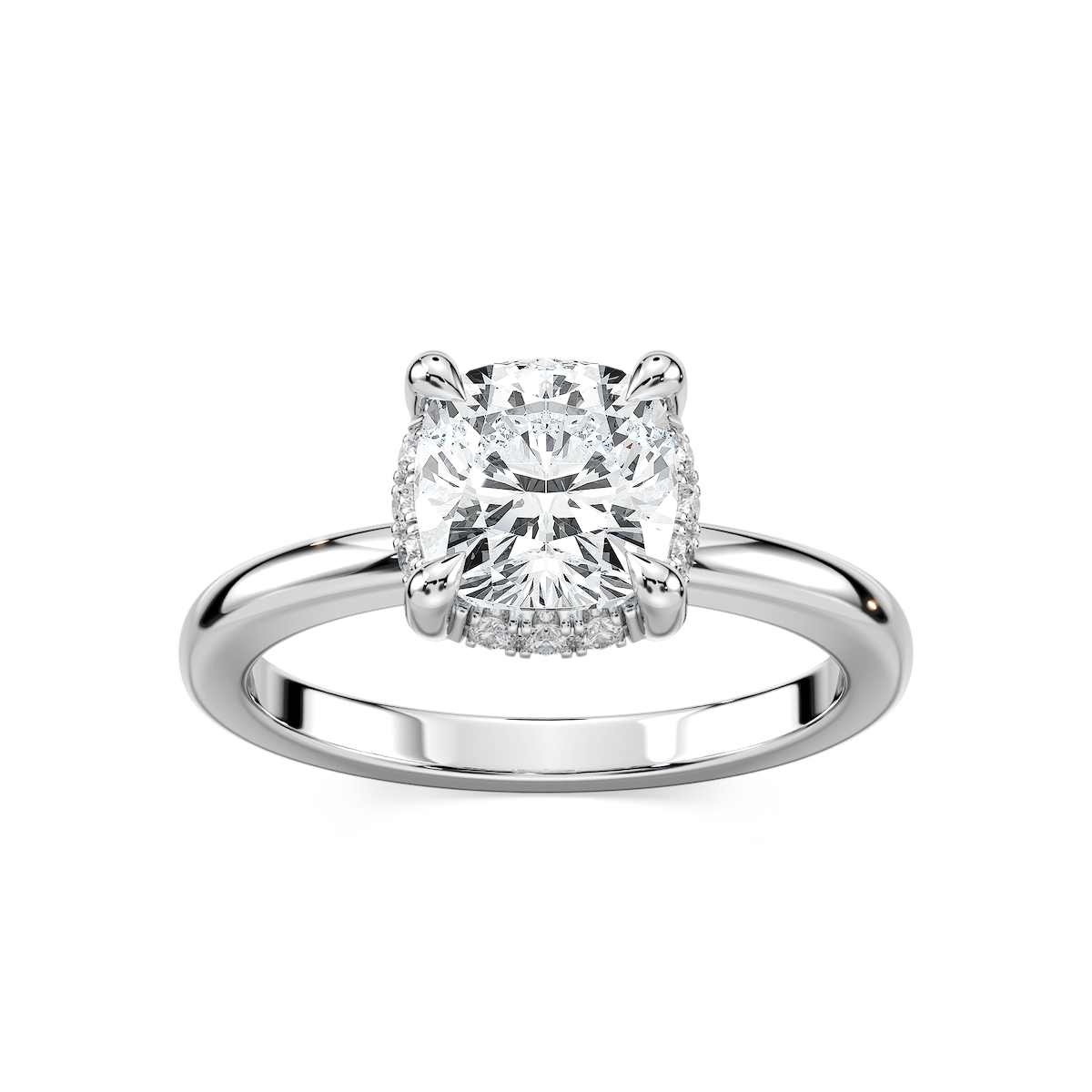 Tula Cushion Lab Grown Diamond Semi Hidden Halo Engagement Ring