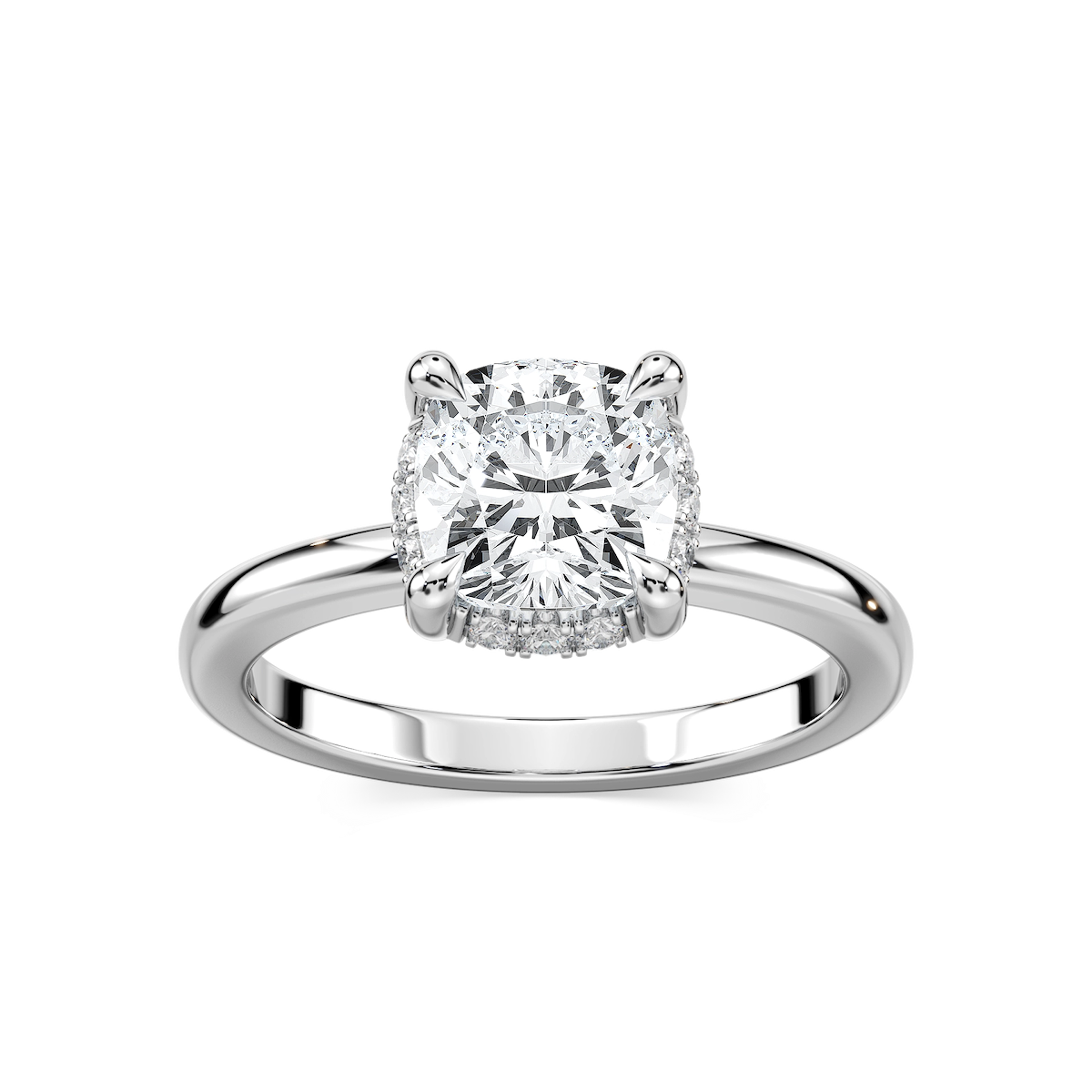 Tula Cushion Lab Grown Diamond Semi Hidden Halo Engagement Ring