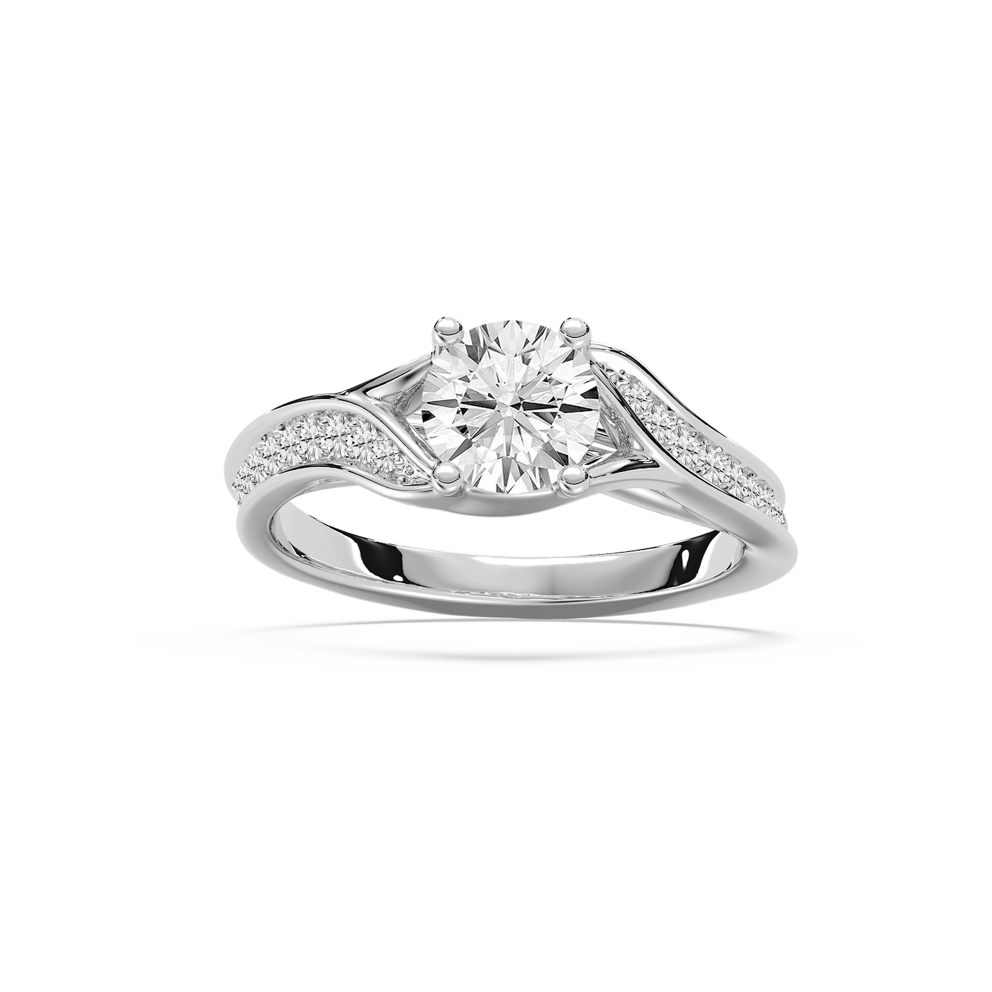 Nala 1 ¹⁄₆ ctw Round Lab Grown Diamond Channel Set Twist Side Stone Engagement Ring