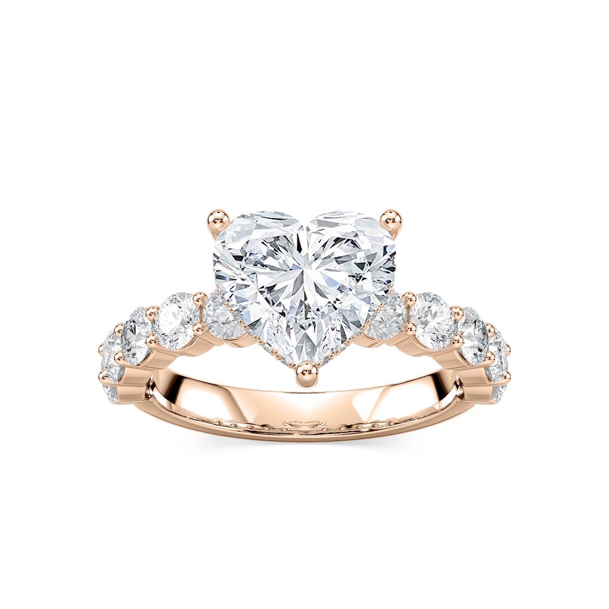 Uma Heart Lab Grown Diamond Shared Prong Hidden Halo Engagement Ring