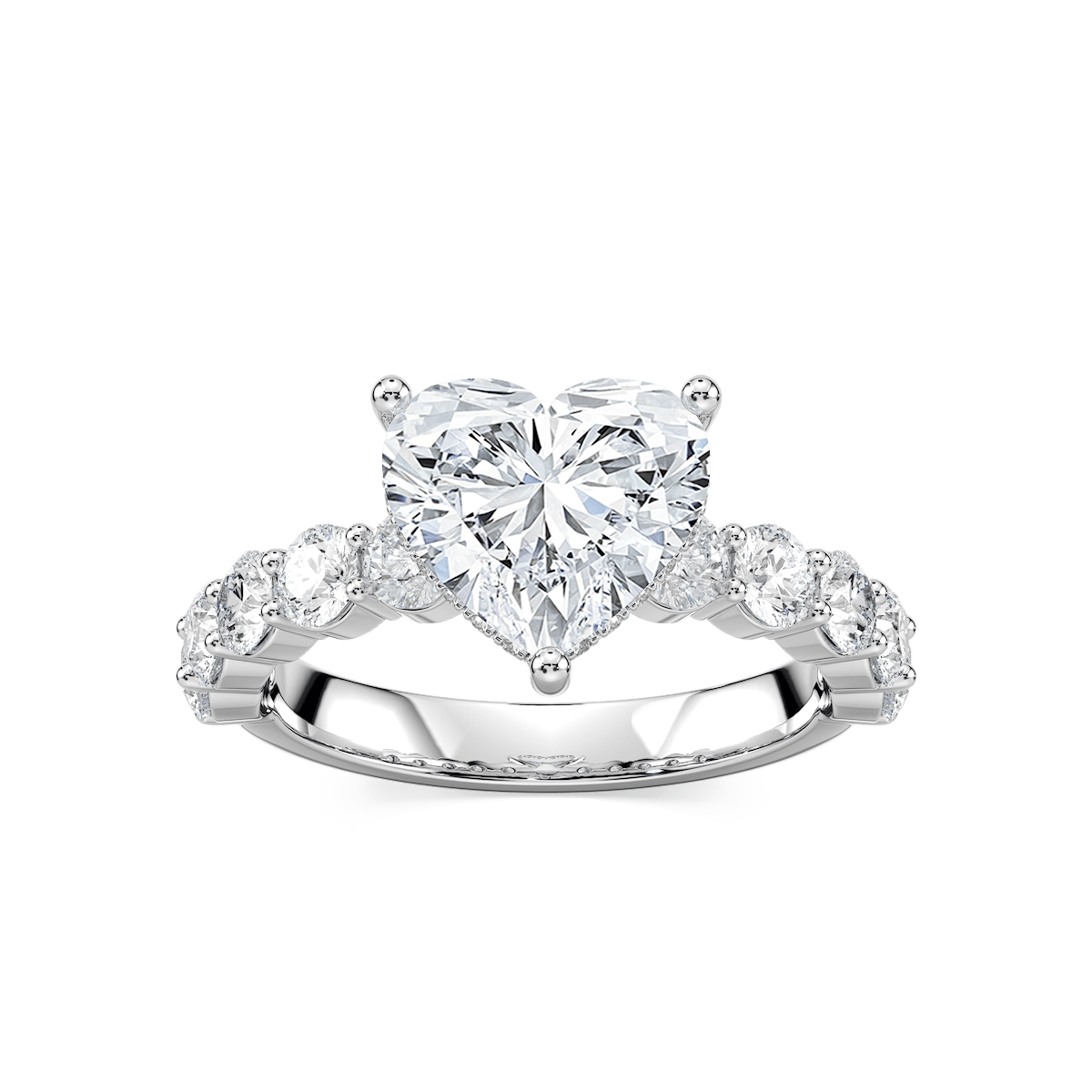 Uma Heart Lab Grown Diamond Shared Prong Hidden Halo Engagement Ring