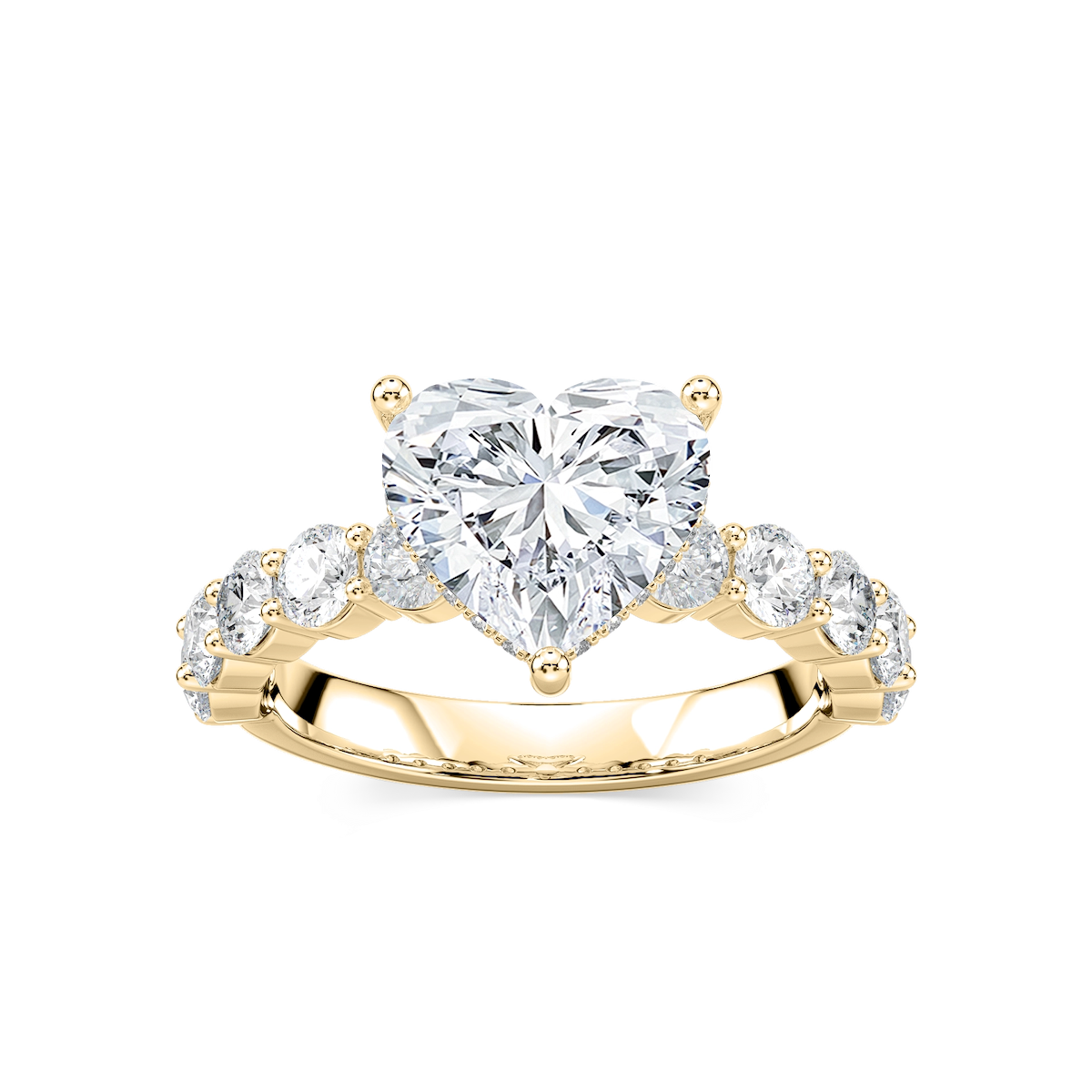 Uma Heart Lab Grown Diamond Shared Prong Hidden Halo Engagement Ring