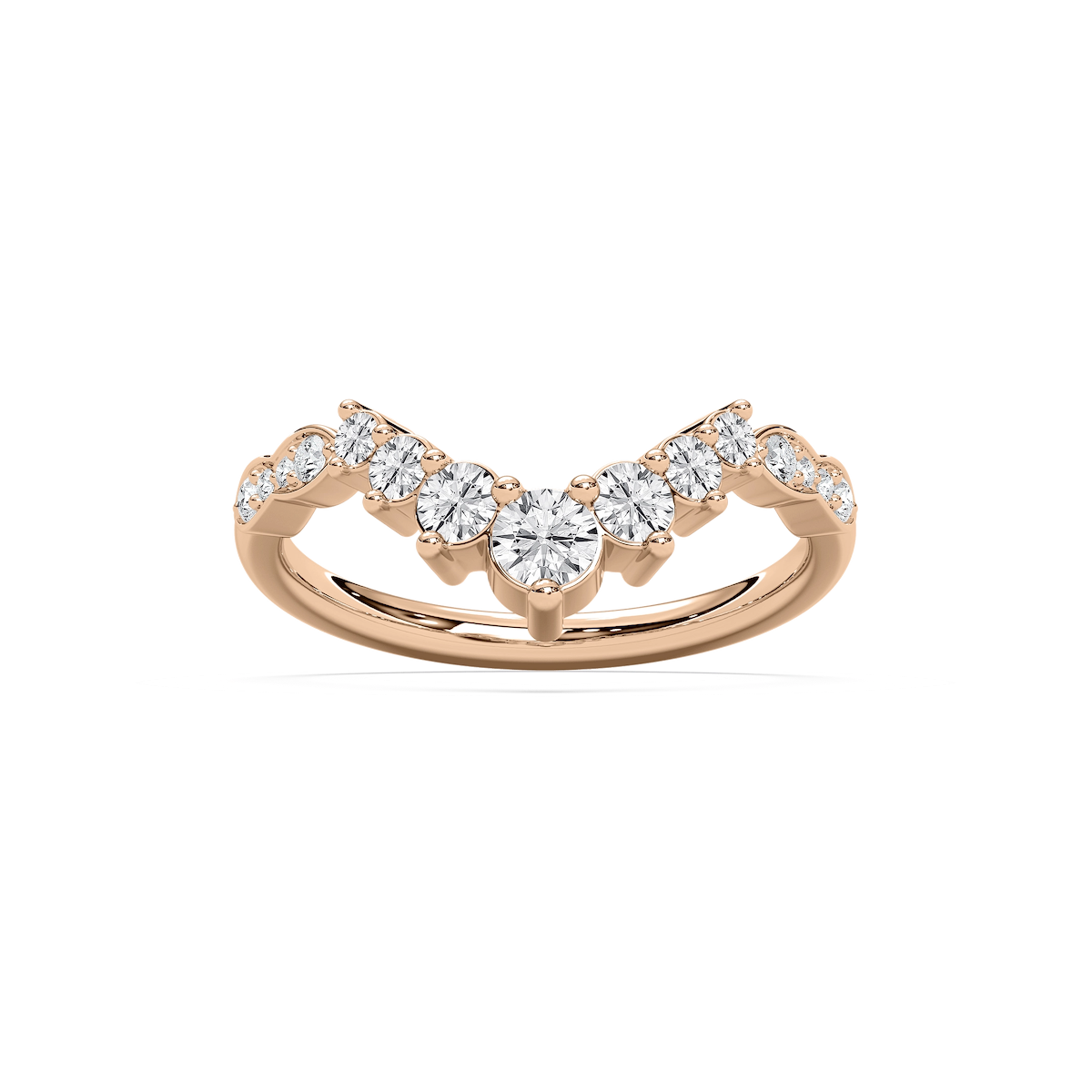 Valen 3/4 ctw Round Lab Grown Diamond Graduated Curved Band