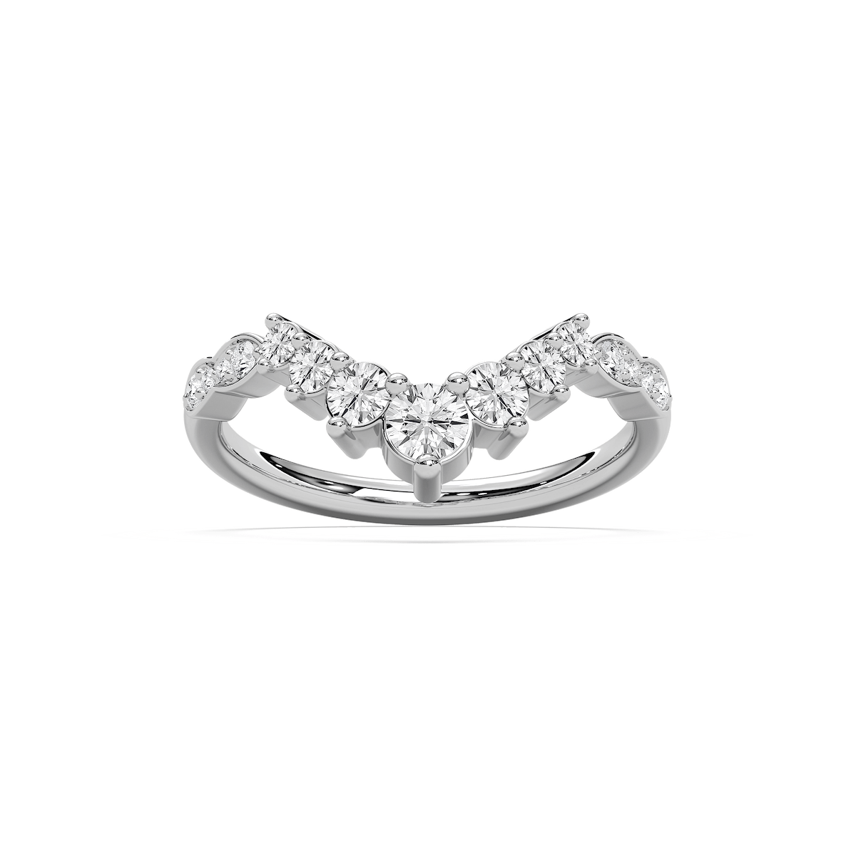Valen 3/4 ctw Round Lab Grown Diamond Graduated Curved Band