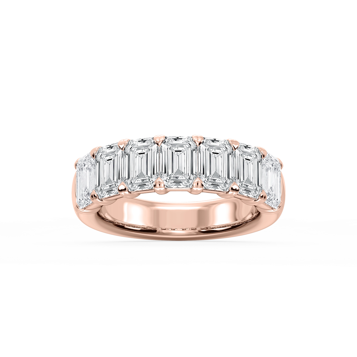 Valerie Emerald Lab Grown Diamond 7-Stone V-Prong Anniversary Band