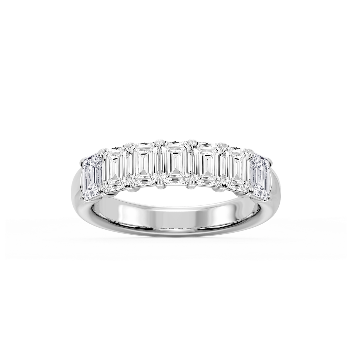 Valerie Emerald Lab Grown Diamond 7-Stone V-Prong Anniversary Band