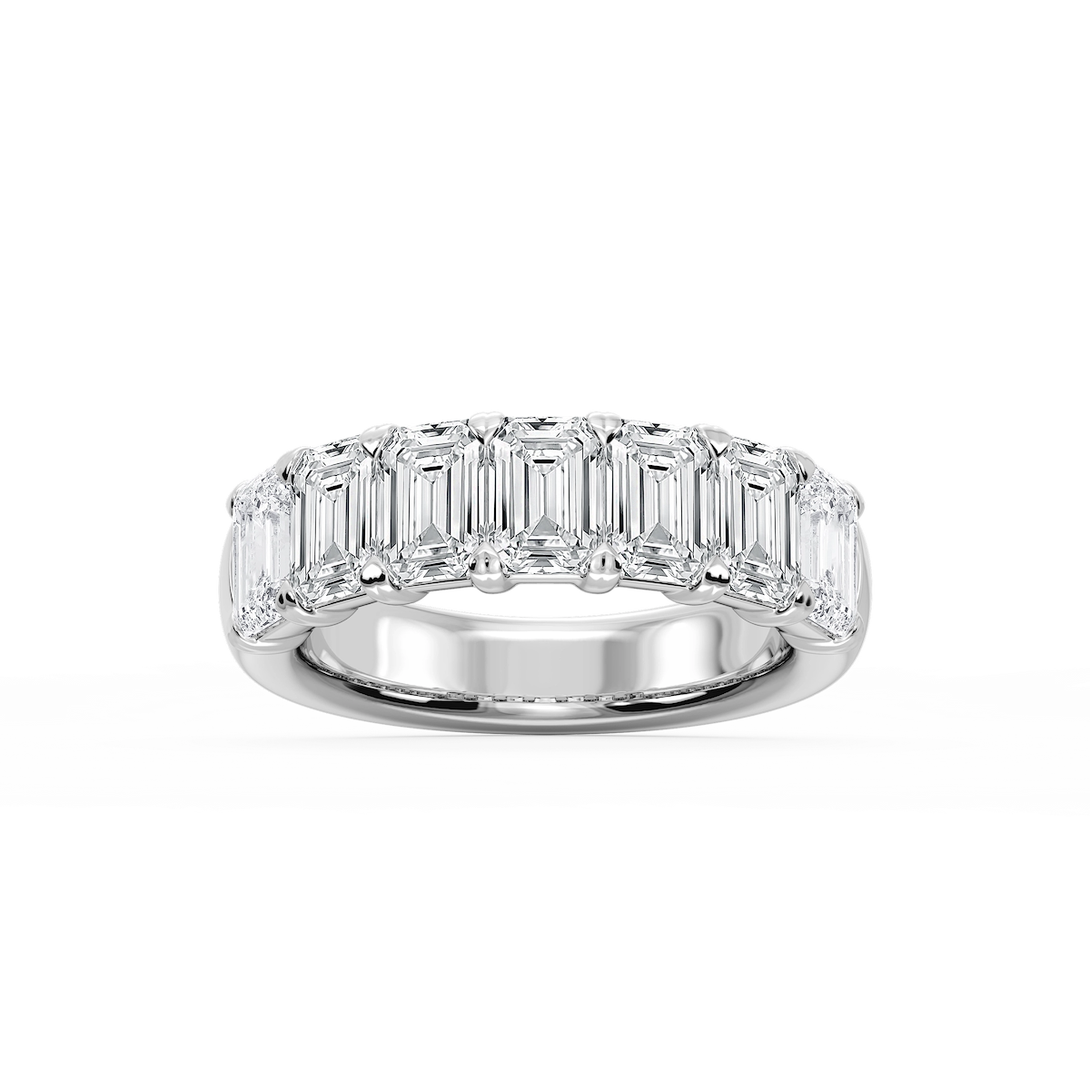 Valerie Emerald Lab Grown Diamond 7-Stone V-Prong Anniversary Band