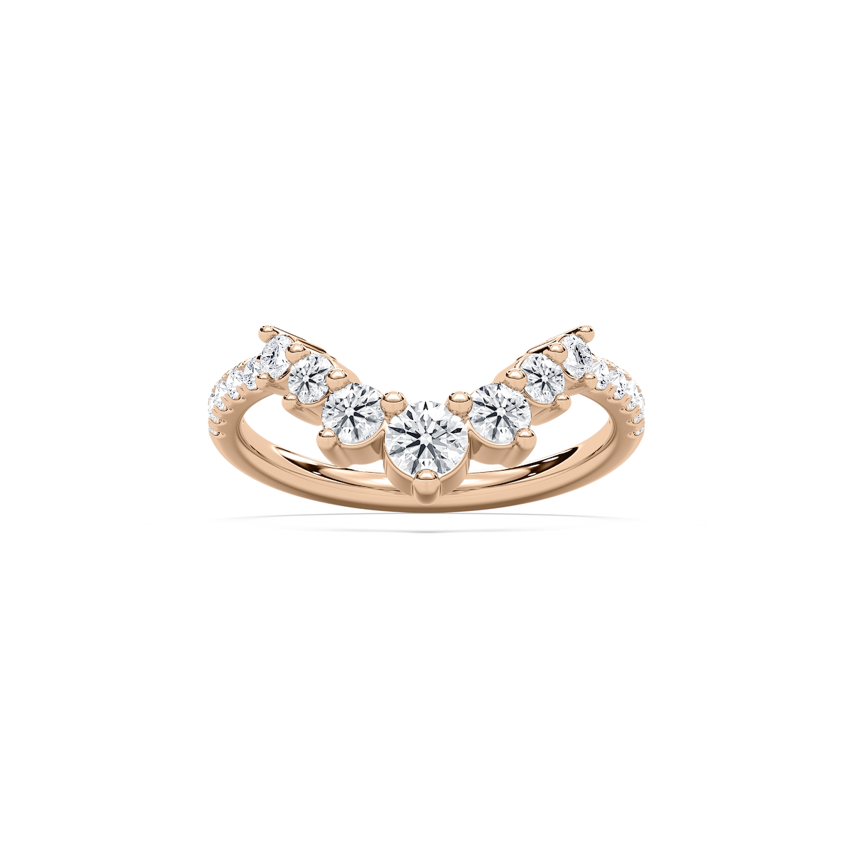 Vara 7/8 ctw Round Lab Grown Diamond Graduated Curved Band