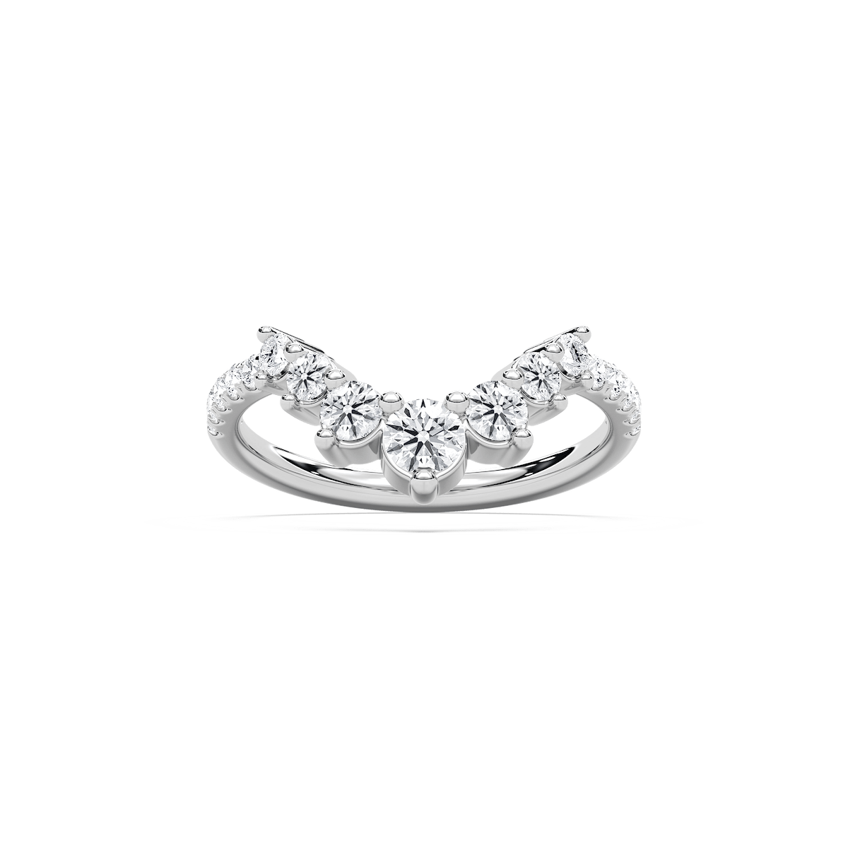 Vara 7/8 ctw Round Lab Grown Diamond Graduated Curved Band