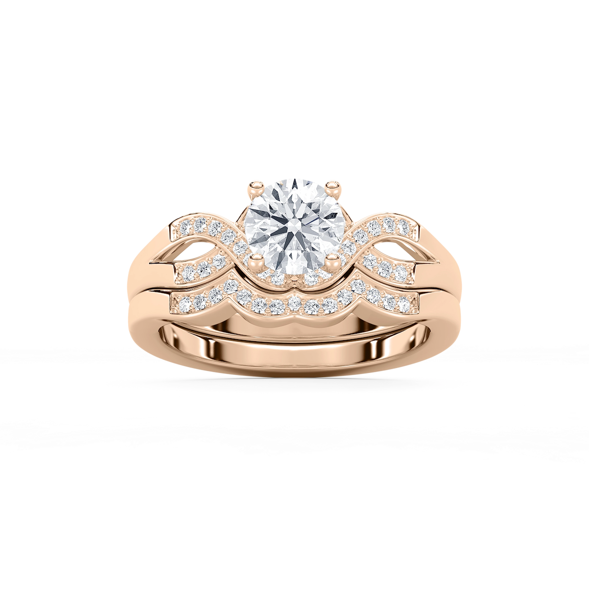 Amity 1 ⅕ ctw Round Lab Grown Diamond Infinity Twist Wedding Set