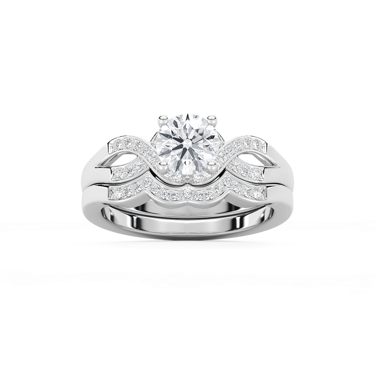 Amity 1 ⅕ ctw Round Lab Grown Diamond Infinity Twist Wedding Set