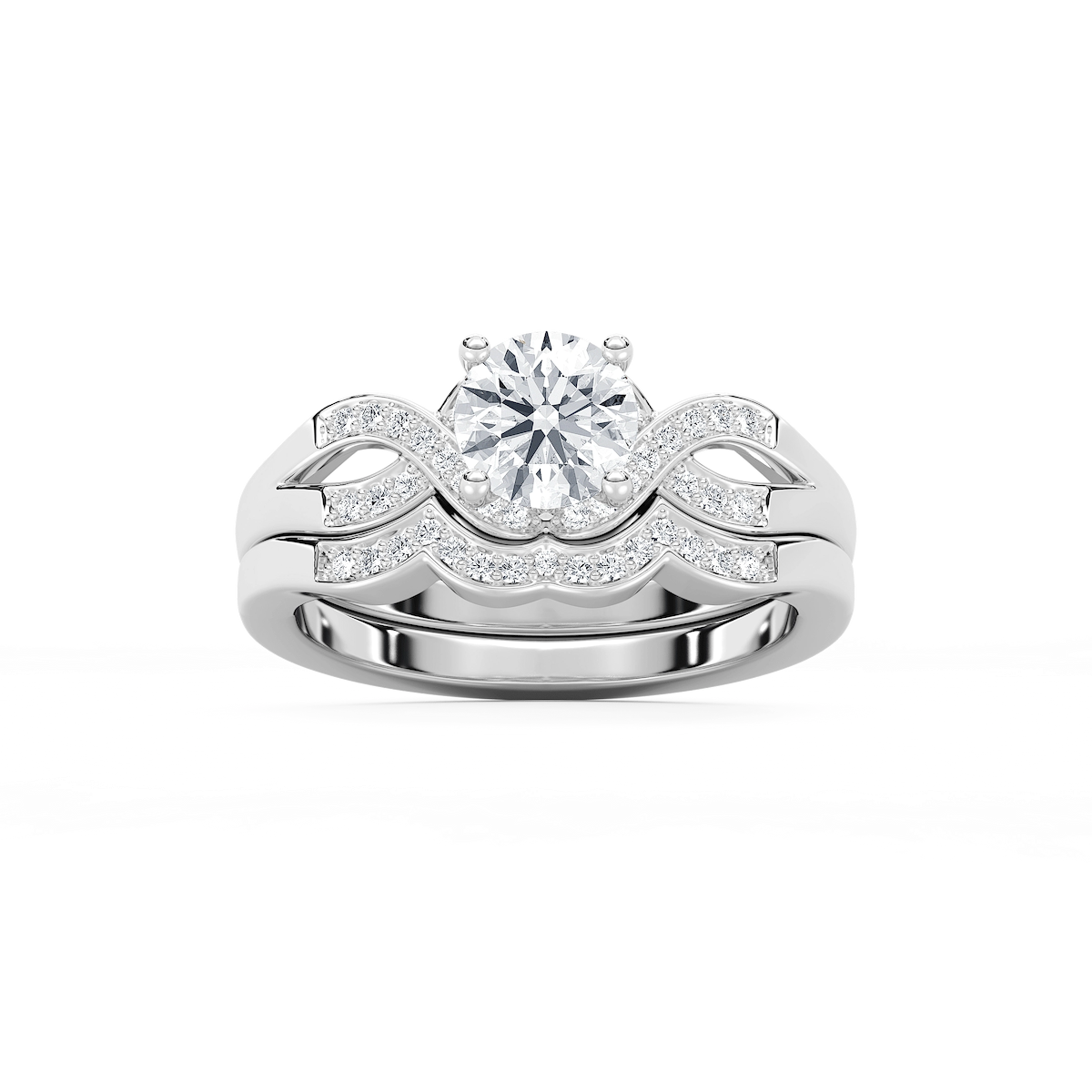 Amity 1 ⅕ ctw Round Lab Grown Diamond Infinity Twist Wedding Set
