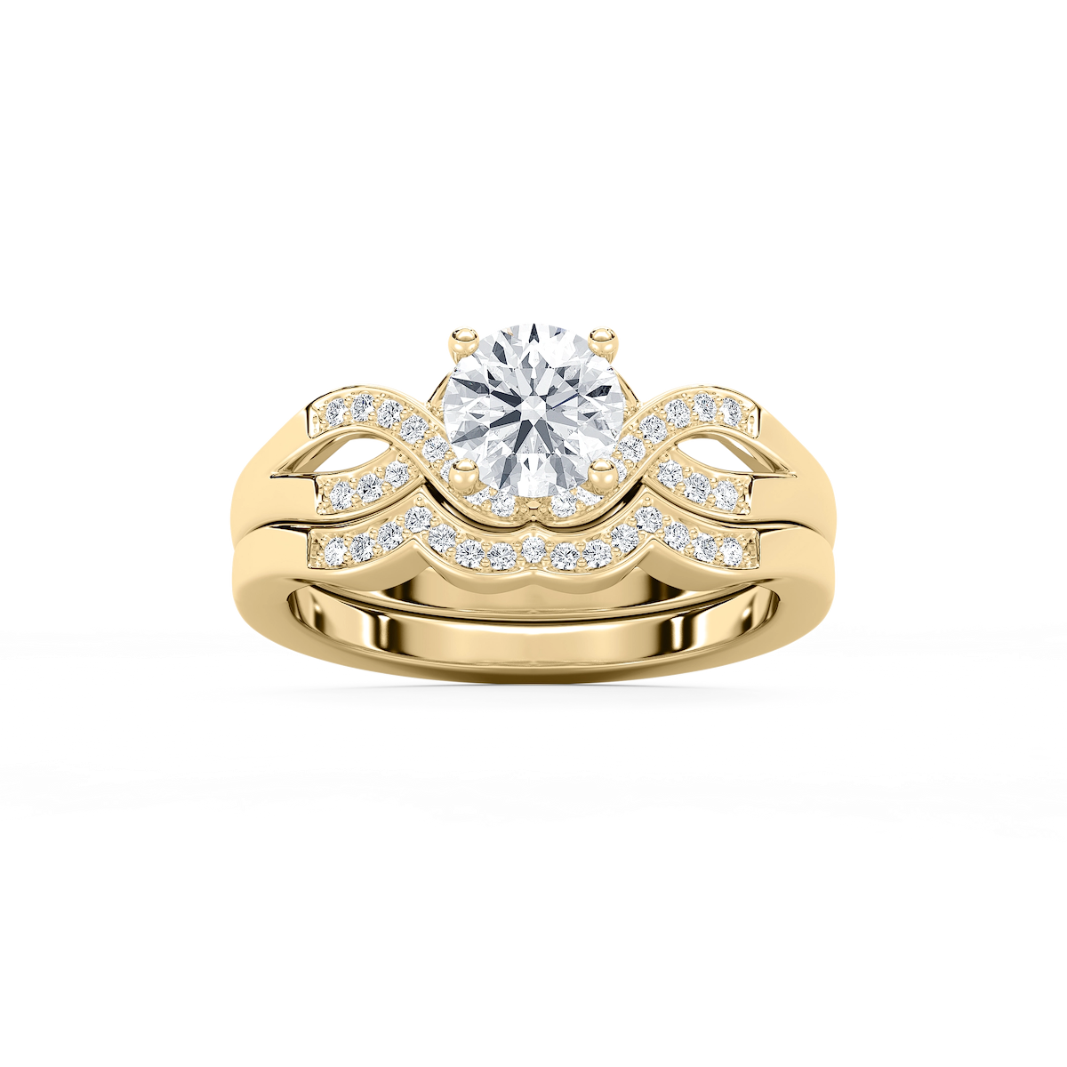 Amity 1 ⅕ ctw Round Lab Grown Diamond Infinity Twist Wedding Set
