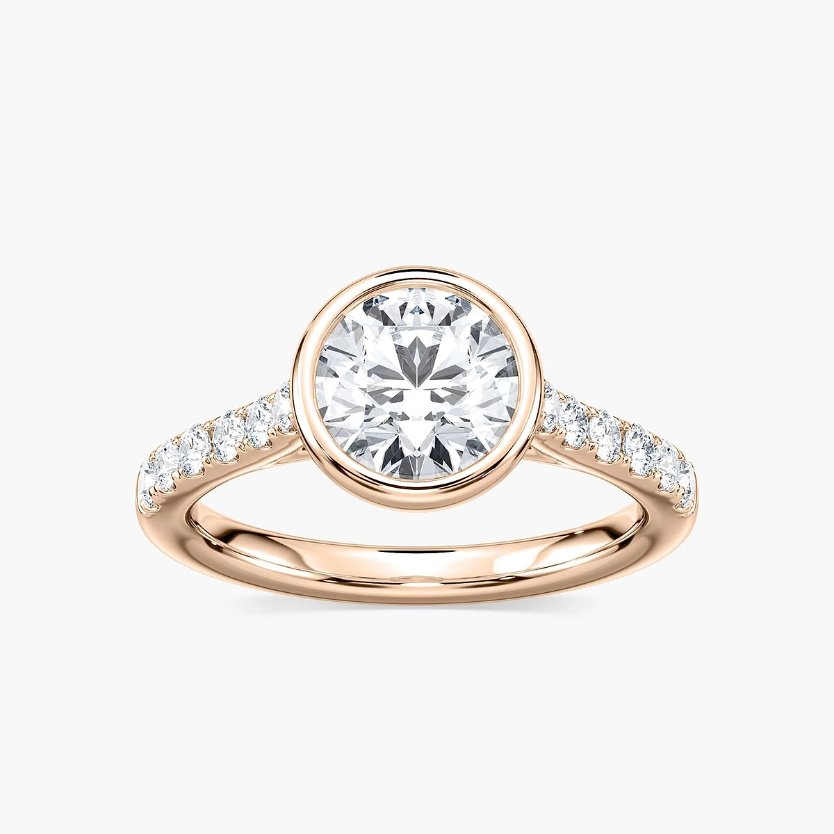 Sofia Round Lab Grown Diamond BezelSide Stone Engagement Ring
