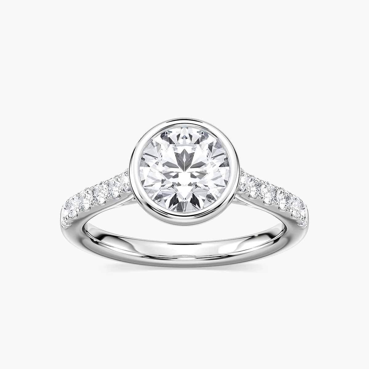 Sofia Round Lab Grown Diamond BezelSide Stone Engagement Ring