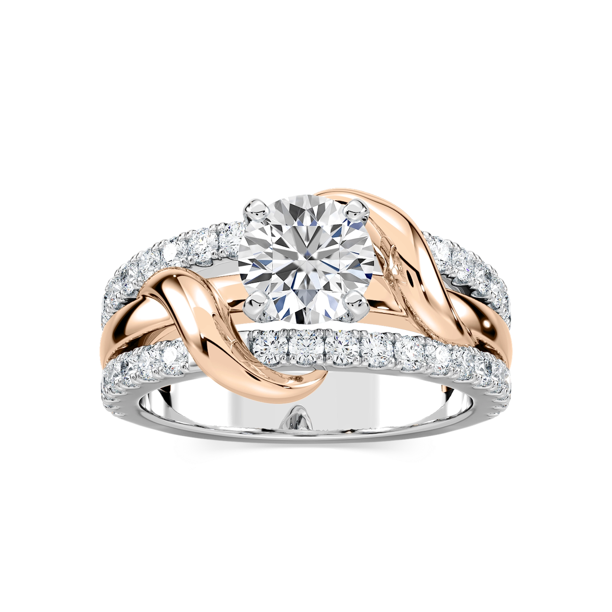 Layla Round Lab Grown Diamond Vine Side Stone Engagement Ring