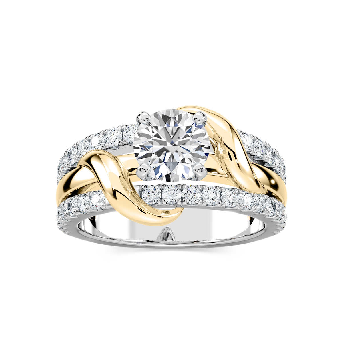 Layla Round Lab Grown Diamond Vine Side Stone Engagement Ring