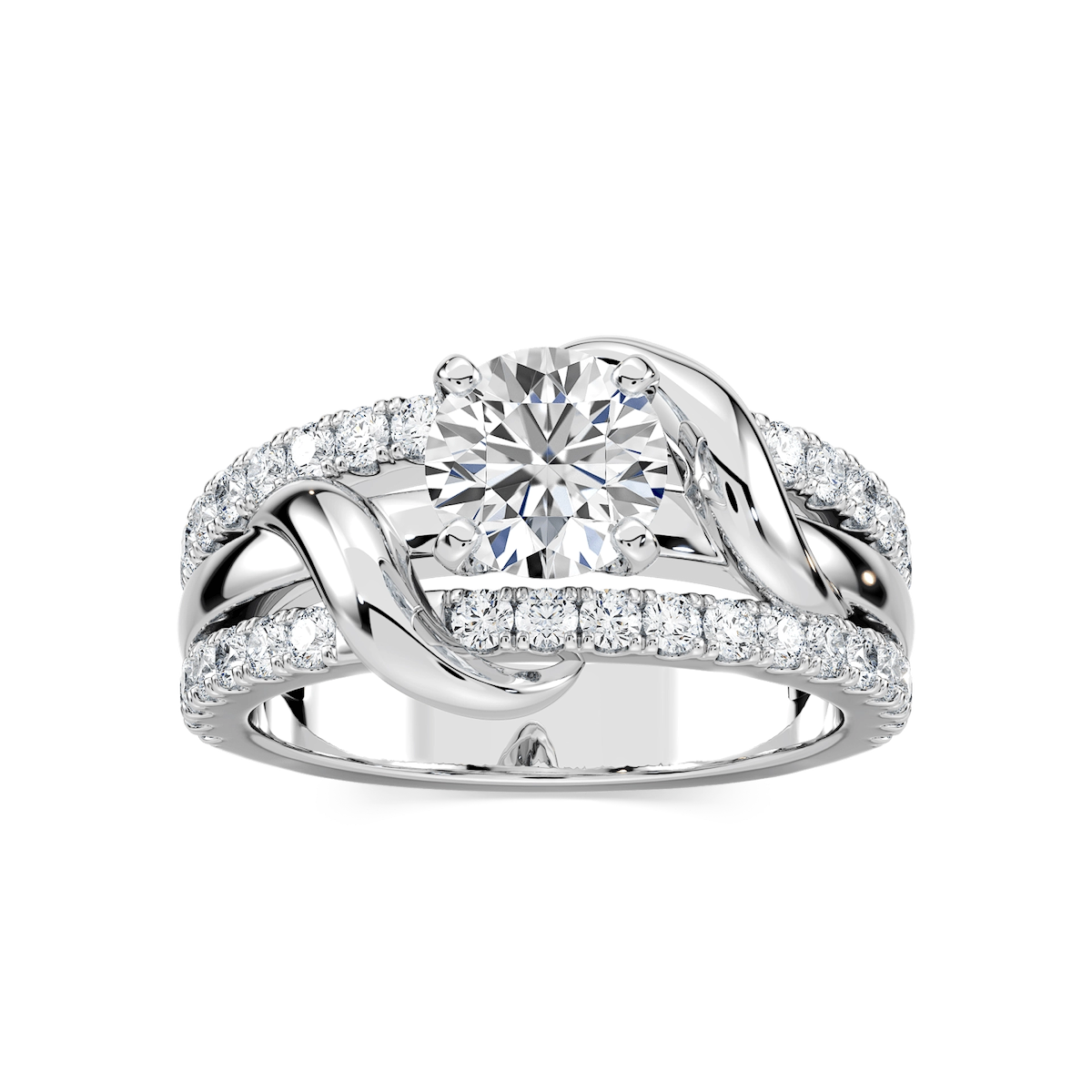Layla Round Lab Grown Diamond Vine Side Stone Engagement Ring