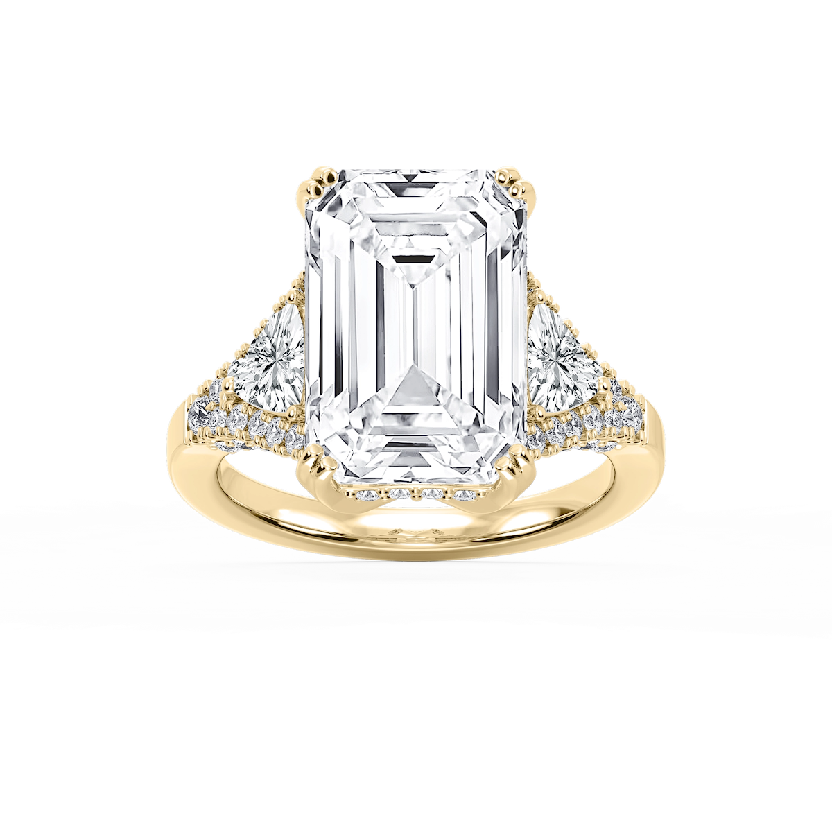 Violet 12 ctw Emerald Lab Grown Diamond Three Stone Engagement Ring - Signature Collection