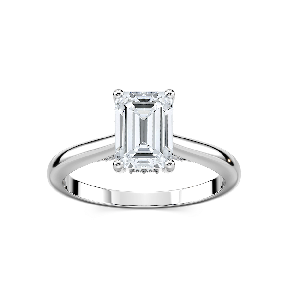Vivian Emerald Lab Grown Diamond Arch Hidden Halo Engagement Ring