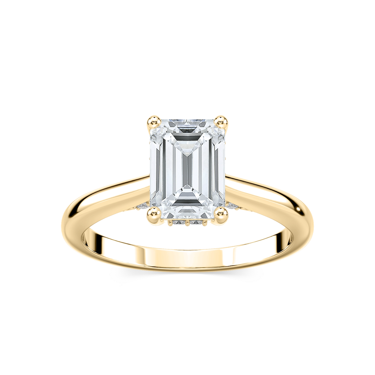 Vivian Emerald Lab Grown Diamond Arch Hidden Halo Engagement Ring
