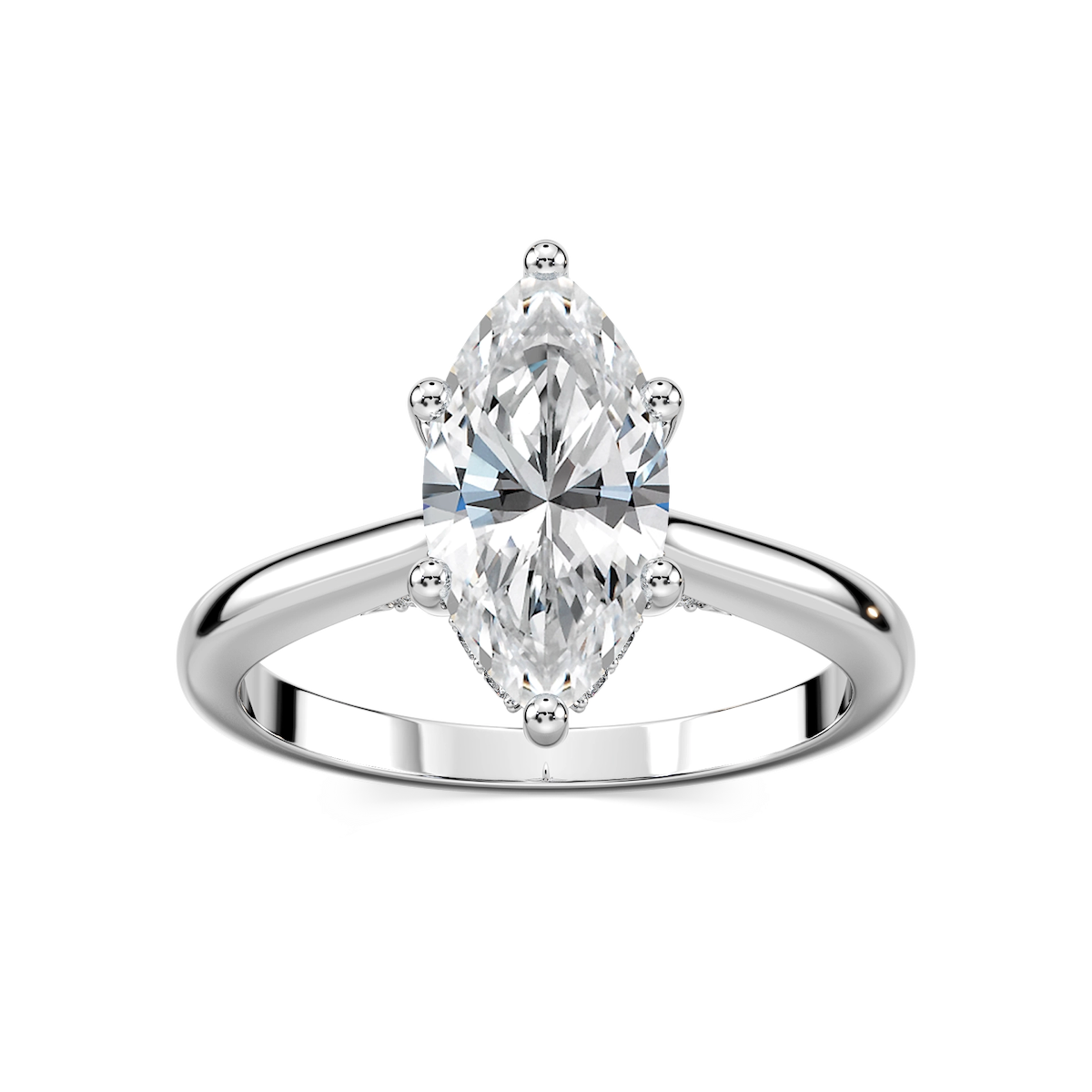 Vivian Marquise Lab Grown Diamond Arch Hidden Halo Engagement Ring