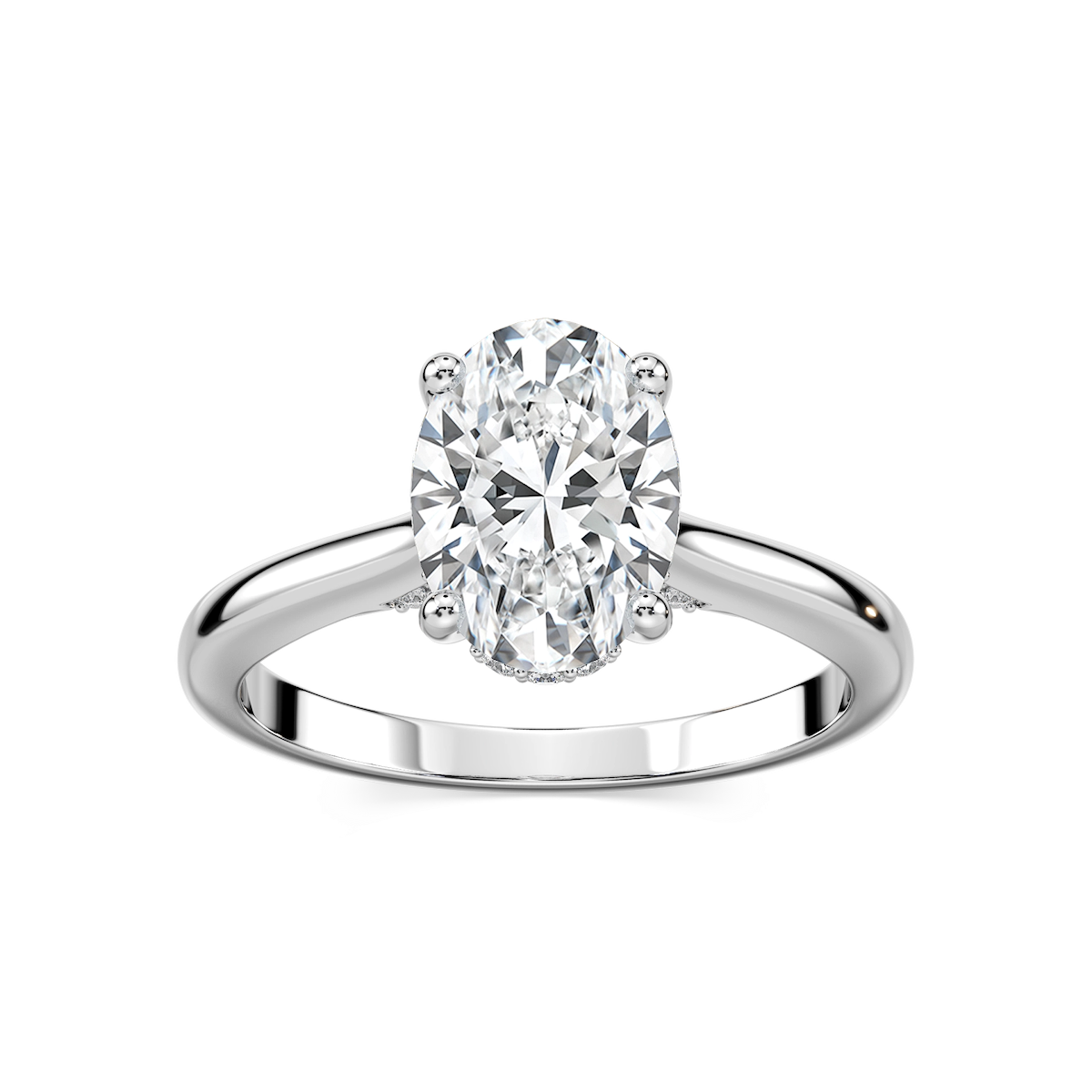 Vivian Oval Lab Grown Diamond Arch Hidden Halo Engagement Ring