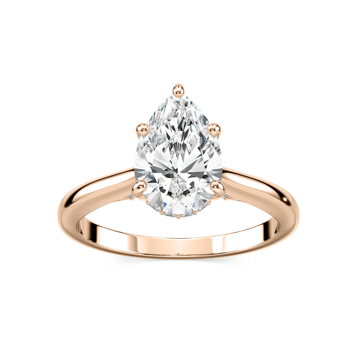 Vivian Pear Lab Grown Diamond Arch Hidden Halo Engagement Ring