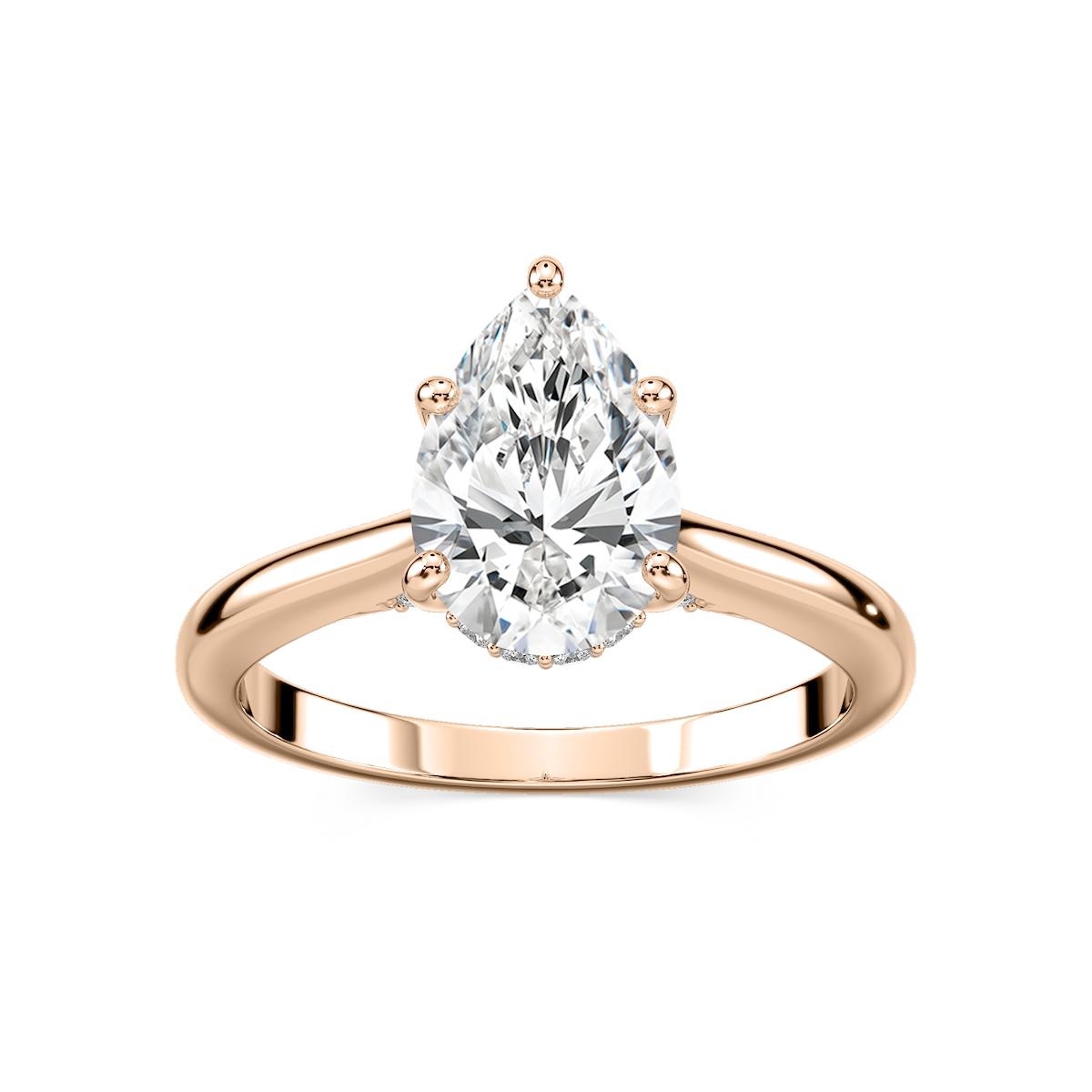 Vivian Pear Lab Grown Diamond Arch Hidden Halo Engagement Ring