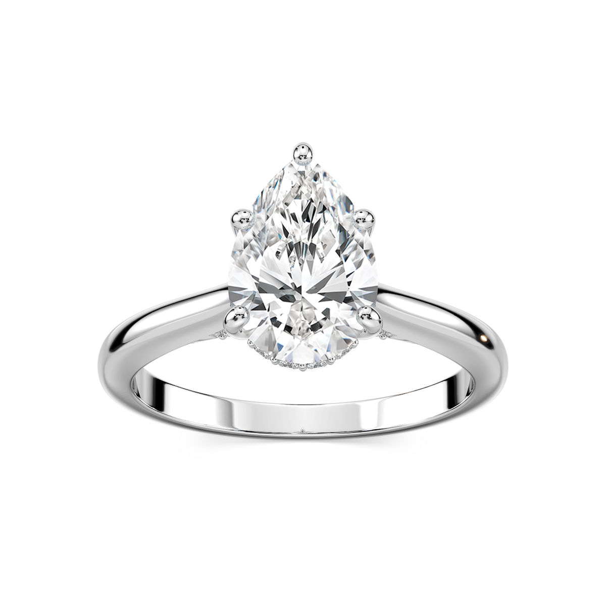 Vivian Pear Lab Grown Diamond Arch Hidden Halo Engagement Ring