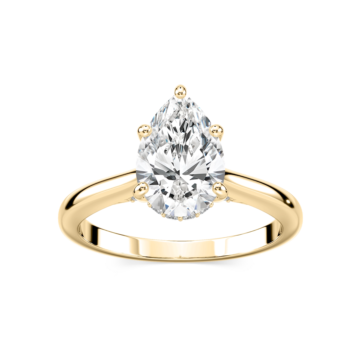 Vivian Pear Lab Grown Diamond Arch Hidden Halo Engagement Ring