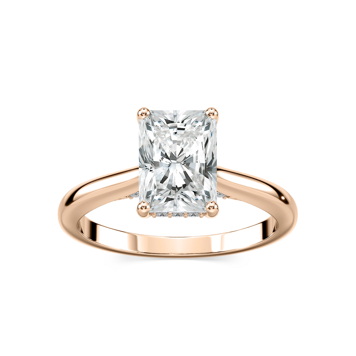 Vivian Radiant Lab Grown Diamond Arch Hidden Halo Engagement Ring