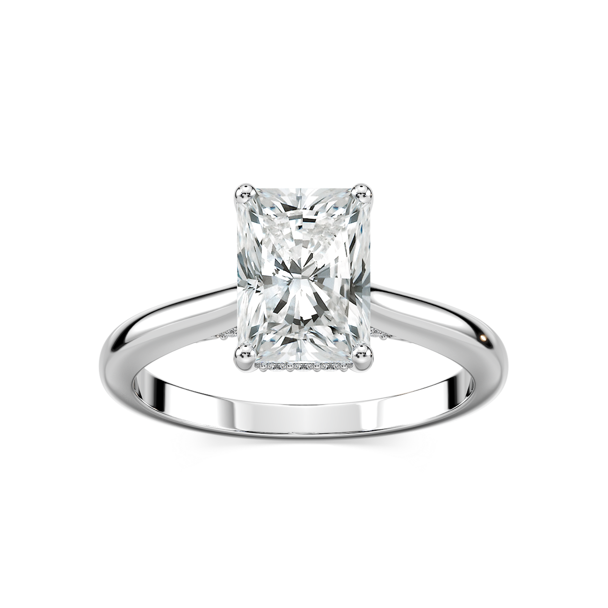Vivian Radiant Lab Grown Diamond Arch Hidden Halo Engagement Ring