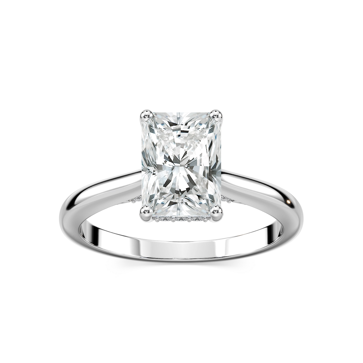 Vivian Radiant Lab Grown Diamond Arch Hidden Halo Engagement Ring