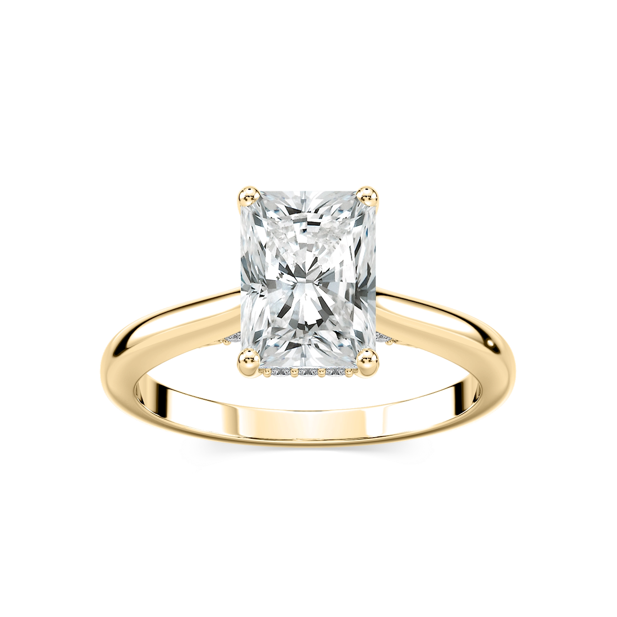 Vivian Radiant Lab Grown Diamond Arch Hidden Halo Engagement Ring