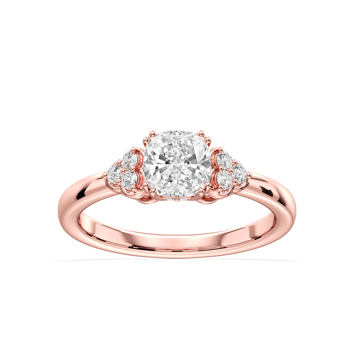 Viviana Princess Lab Grown Diamond Double Prong Side Stone Engagement Ring