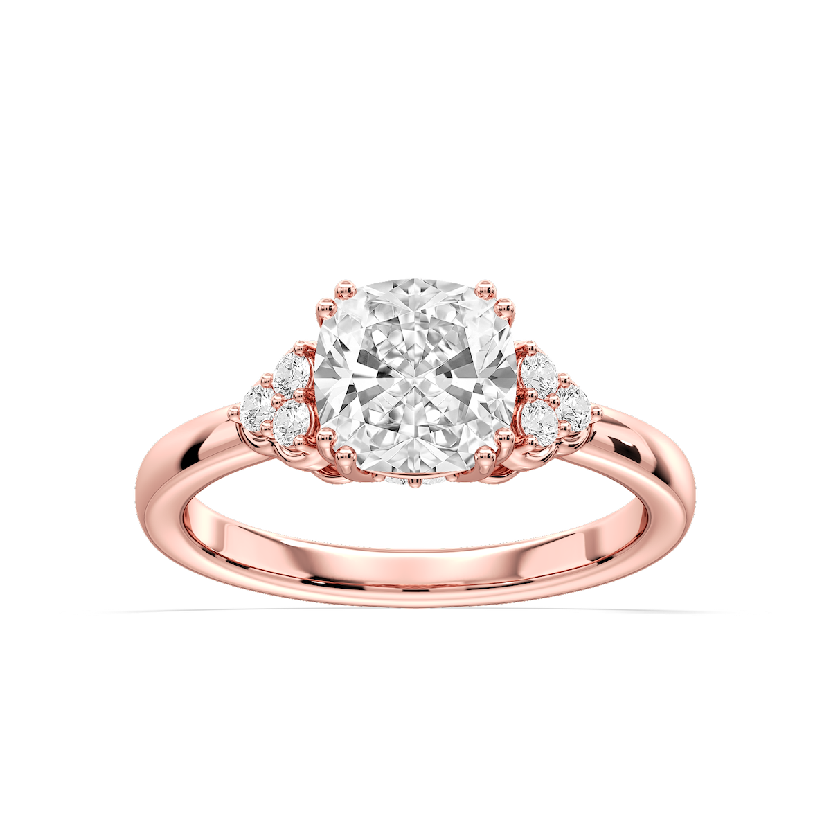 Viviana Princess Lab Grown Diamond Double Prong Side Stone Engagement Ring