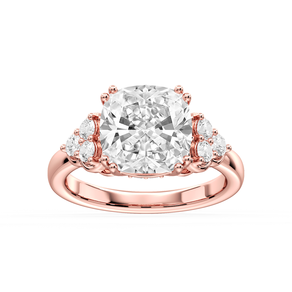 Viviana Princess Lab Grown Diamond Double Prong Side Stone Engagement Ring