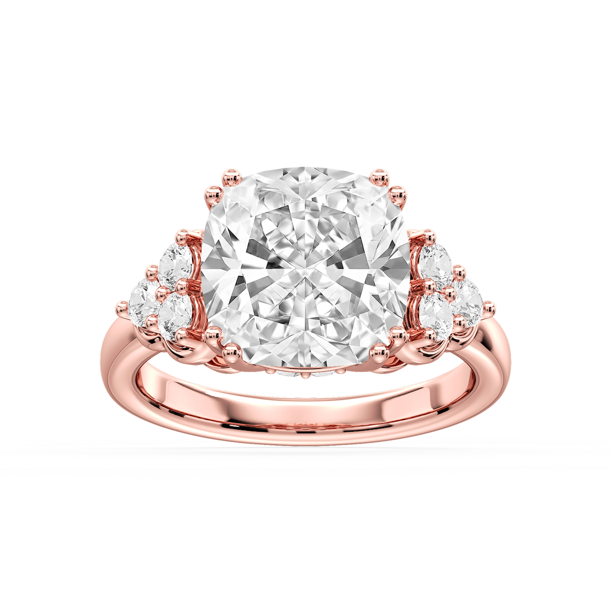 Viviana Princess Lab Grown Diamond Double Prong Side Stone Engagement Ring